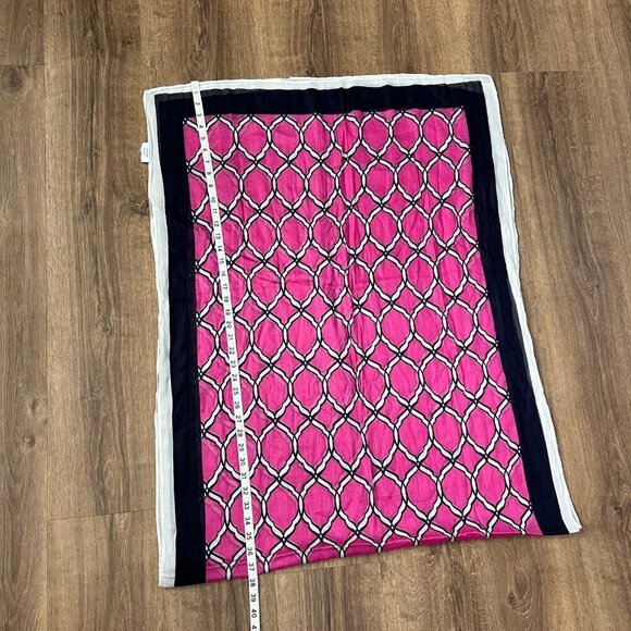 Crown & Ivy Pink and Navy Trellis Print Oversized Lightweight Scarf - Picture 7 of 8
